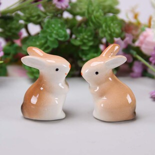 Rabbit cute rabbit lucky rabbit ceramic crafts decoration small gray rabbit home bonsai rockery and other small ornaments