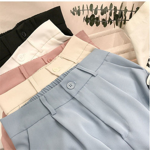 2024 New apricot Wide Leg Women's Summer, Spring and Autumn High Waist Loose Slimming Vertical Straight Casual Trendy Trousers