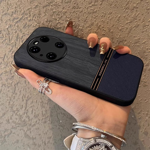 Huawei mate60pro mobile phone shell wood grain plain leather for p60 stitching contrast color 50/40pro frosted drop-resistant cover