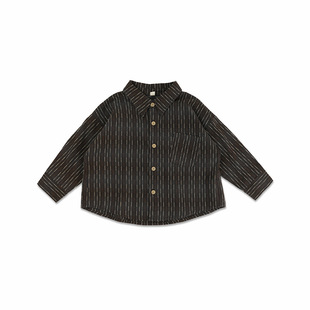 Early Spring Wear ~ Children's Lapel Vertical Stripe Shirt Boys and Girls Baby Children's Wear Japanese and Korean Style Long Sleeve T-Shirt Shirt