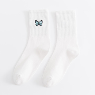 Stockings for children in the four seasons ins trend Korean cotton butterfly embroidery stockings high stockings wholesale