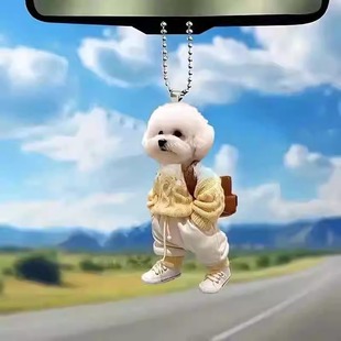 Puppy Backpack Pendant Acrylic Pendant Valentine Couple Bag Cute Teddy Dog Keychain