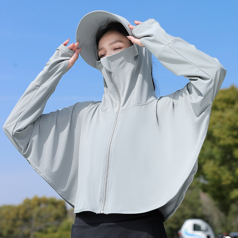 목도리 태양 보호 의류 여름 새로운 코트 카디건 후드 렌즈 경량 통기성 대형 브림 태양 보호 UV 보호