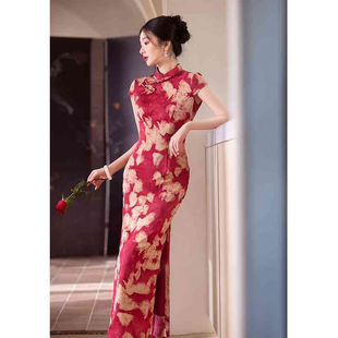 Новый китайский стиль ретро красный cheongsam помолвка 2025 новый молодой старый шанхайский мисс
