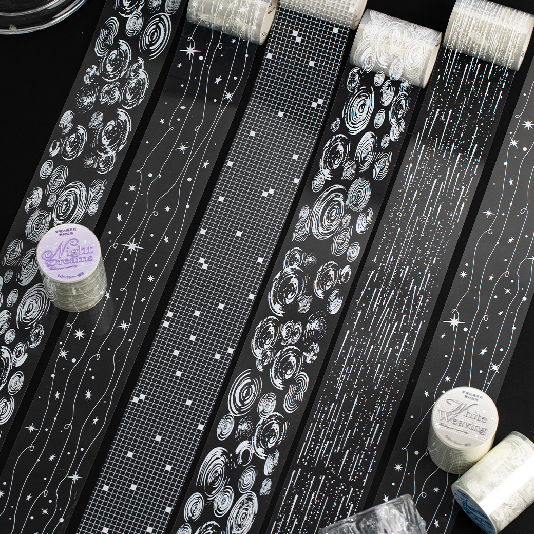 Textured Material Pet Tape Dreamy Edge Creative Waterproof Phone Case Journal DIY Scene Decoration Stickers
