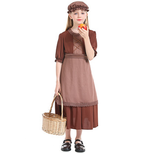 Centenials Granny Dark Brown Wolf Granny cos Play Maid Costume Lace Lace Child Colonial Girl