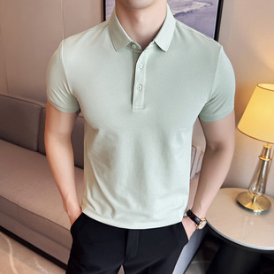 Deep stock tremolo explosions main push high quality solid color short sleeve T-shirt men's lapel Polo shirt T0257