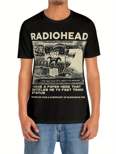 Men's Cotton Casual Tee - Short Sleeve, Round Neck with Geom