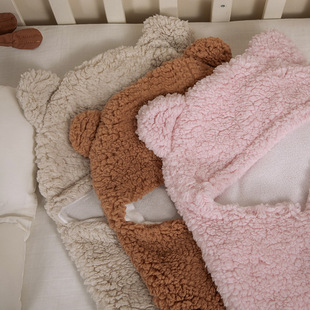 Baby Sleeping Bag Baby Lamb Plush Sleeping Bag Thickened Anti-Scare Autumn and Winter Newborn Baby Swaddling Bag Cover