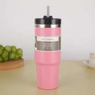 304 stainless steel vacuum cup large capacity portable 30oz portable ice cream cup with straw outdoor car Cup