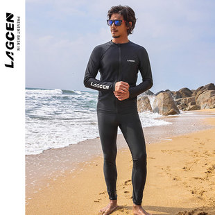 LAGCEN Sunscreen Quick-drying Men's Zipper Jellyfish Suit Surfing Seaside Play Drifting Waves Surfing Men's Suit