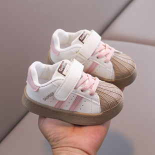 Children's Board Shoes Shell Head sneaker Autumn Boy's Casual Shoes Baby Girl's Soft Bottom Shoes 1-6 Years Old Velcro