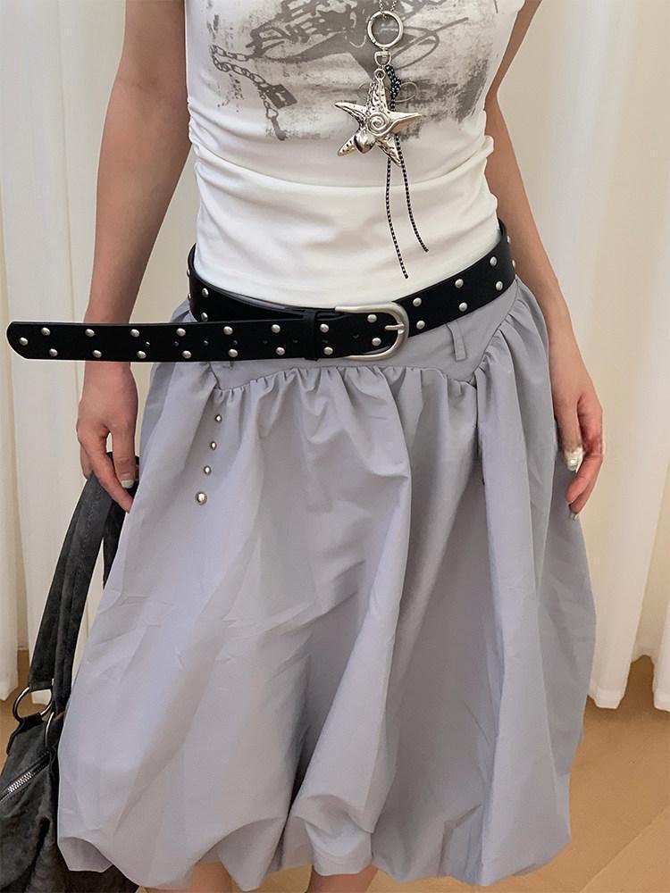 Ins Korean-Style Simple Double-Row Rivet Belt, Personalized, Fashionable, Versatile Casual Belt, Jeans, Skirt, Accessory Belt