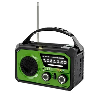2025 new outdoor emergency Bluetooth energy storage radio with charging treasure solar hand-cranked rechargeable flashlight