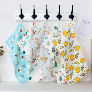 Every day cotton saliva towel six-layer cotton small towel printed face towel gauze children's towel high density children's towel