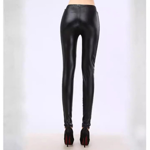 European and American AliExpress New rose lace Pu imitation leather cropped leggings foreign trade pencil pants leather pants tights