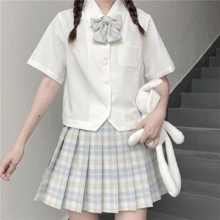 Uniform Solid Color Shirt Women's Summer Basic Milk White Shirt Japanese Long-sleeved Short-sleeved Loose Short Top