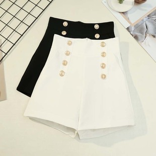 Fashion double-breasted shorts girls wear Korean version of the new high waist suit pants wide leg pants 2805 a generation of hair