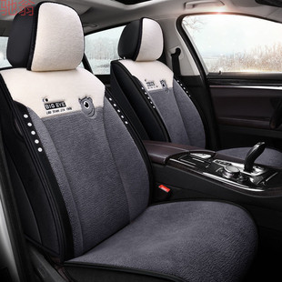 L5U Car Cushion Winter Warm Lamb Fleece Thickened Full Cover Seat Cover Winter Car Cushion Cover Short Plush