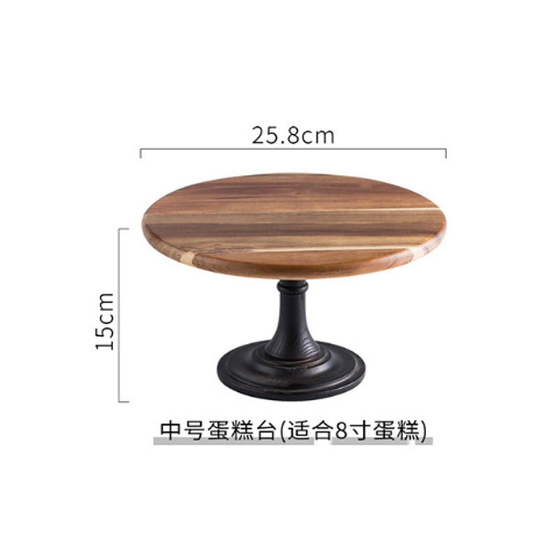 Acacia Wood Dessert Table Ornaments Wedding Birthday Decoration Props Wooden Tray Cake Plate Dim Pot Rack Display Shelf