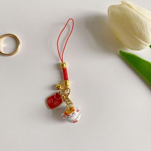 Guofeng благословение текста керамические бусины Lucky Cat фурнитура кулон мобильный телефон ремешок сумка подвесные украшения airpod маленькие подвесные украшения