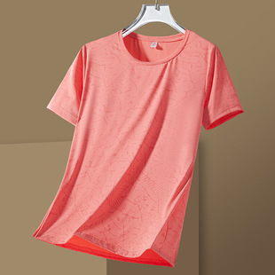 Quick-drying Clothes Women's Short-sleeved Thin Outdoor Sports Running Ice Silk Yoga Fitness Group Clothes Loose Round Neck T-shirt Women's Summer