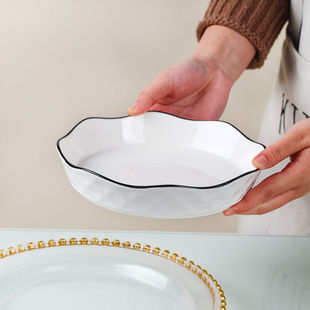 8 Inch Plate Dish Household Ceramic New Style Simple Creative Fruit Deep Dish Combination Tableware Personalized suit