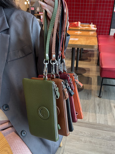 2025 New Genuine Leather Clutch Bag Women's Smiley Cute Long Wallet High-grade Sense Top Layer Cowhide Handbag Simple