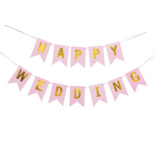 Cross-border gilding wedding fishtail flag HAPPY WEDDING anniversary wedding romantic decoration flower horizontal