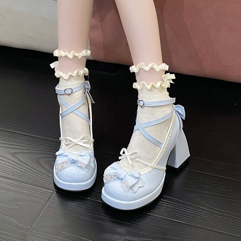 High-Heeled Japanese-Style Lolita Shoes with Waterproof Platform, Sweet and Cute Lolita Shoes, Soft and Adorable