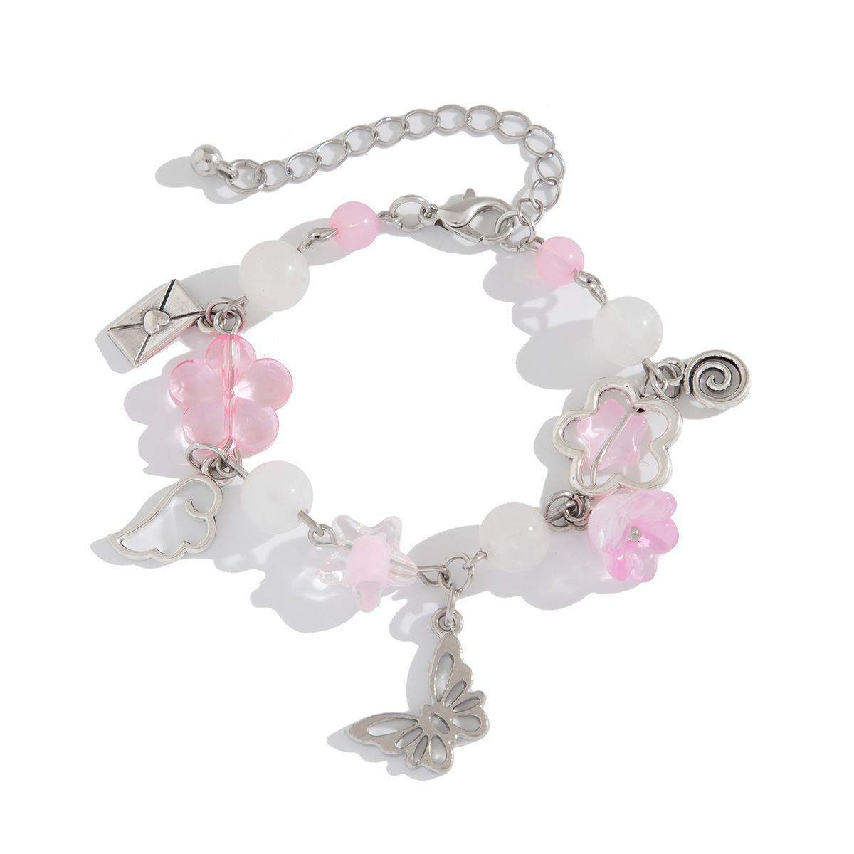 欧美跨境甜酷ins蝴蝶结吊坠手链女 简约仿珍珠星形手饰Bracelet