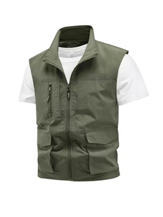 Outdoor Breathable Patch Bag Vest Men's Lapel Multi-Bag Advertising Volunteer Vest Embroidered LOGO Travel Team Vest