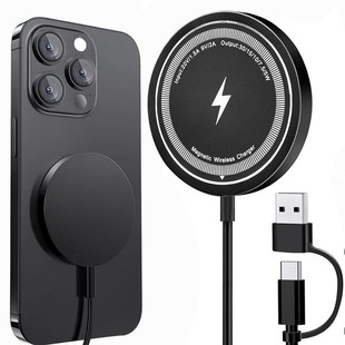Алюминиевый зарядное устройство для мобильного телефона Apple Phone 15W Беспроводное зарядное устройство с быстрой зарядкой