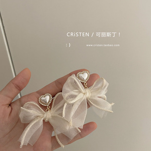 Super fairy chiffon high sense design earrings fashion exaggerated earrings women's ear clip without earholes gentle earrings wholesale