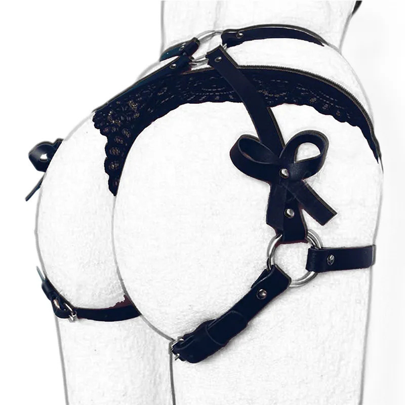 Adult Flirting Toys Sm Erotic Leather Butt Cuffs Restraint Pants Set Leg Rings Waist Belt Handcuffs Integrated Straps for Couples