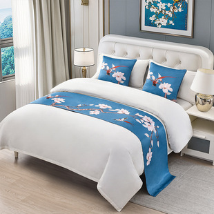 Bed Flag Bed End Towel High-end Luxury Hotel Hotel Homestay Home New Chinese Model Room Bed Blanket Bed Cover Cushion