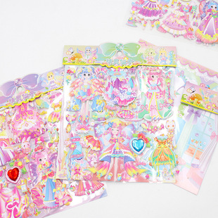 Yalong's new double-layer hibiscus leather change bubble stickers high foam environmental protection 3D Princess foam stickers wholesale