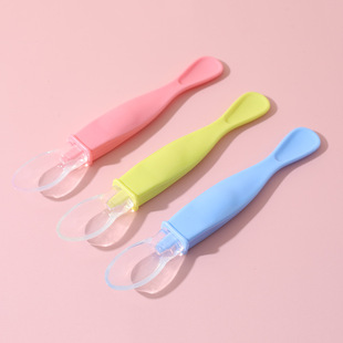 Baby silicone spoon newborn baby feeding water feeding complementary food small spoon children's tableware eating complementary food spoon tableware