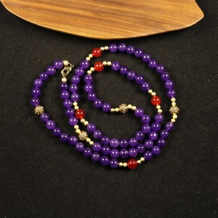 Qingdao vintage Middle Ancient Beaded Purple Design Neckchain