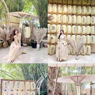 Encircling Stove Cooking Tea Ancient Style Beige Lantern Outdoor Waterproof Chinese Luminous Cyber Celebrous New Year Lantern Decoration National Style Printing