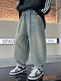 Boys' Jeans 2025 Spring and Autumn New Arrival Season Big Children's Pants Wide Leg Children's Pants Children's Casual Soft Straight Pants