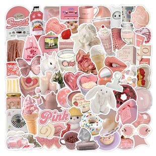 70 INS Wind pink personality stickers luggage hand account milk tea cup graffiti decorative waterproof stickers wholesale