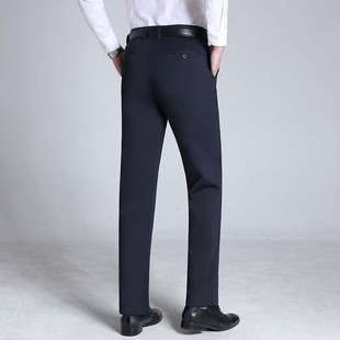 Summer Middle-aged and Elderly Dad Men's Pants High Waist Pants Men's Loose Elastic Business Straight Casual Pants
