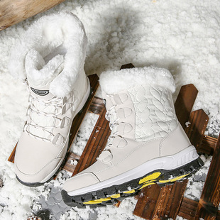 Winter Large Size Snow Boots Women's Outdoor Travel Thickened High-top Fleece-lined Cotton Shoes Mid-tube Boots Women's Shoes