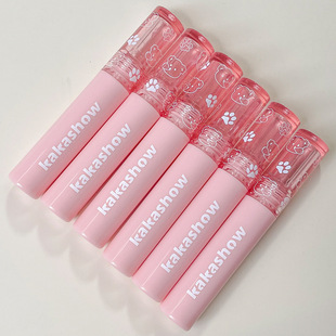 kakashow Bubble Bear Mirror Lip Glaze Spring and Summer Glass Doodle Lip Moisturizing White Lipstick Mist Lip Glaze