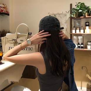 Women's Trendy Korean Style Retro Old Washed Soft Top Cap Solid Color Casual Street Cowboy Baseball Cap for Men