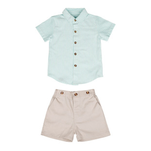Children's Dress Summer New Boys' Striped Strappy Pants Two-piece Set Baby's Birthday Short-sleeved Shirt suit