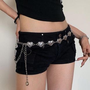Vintage silver Metal Love Waist Chain Women's Ins Niche High-end Sense Belt Bohemian Decorative Dress