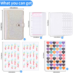 Cross-border A6 zipper bag color printing binder PU notebook leather creative bookkeeping cash budget book