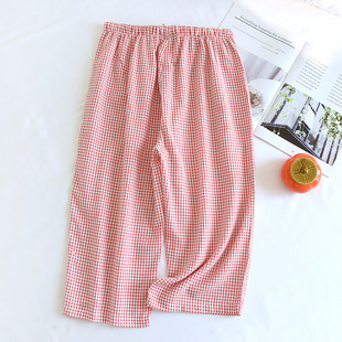 New Cotton Gauze Thin Women's Pajama Pants Men's Shorts Capri Pants Couple's Small Breathable Loose Cotton Home Pants